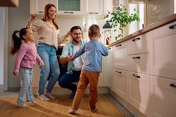 istock Carefree family having fun while spending time at home. 2216296680