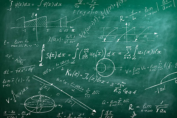 istock Chalk scribbles on a math board. Blackboard, formulas, shapes, geometry. The concept of education. Illustrations can be used to return to the school topic, algebra, natural sciences 2216300579