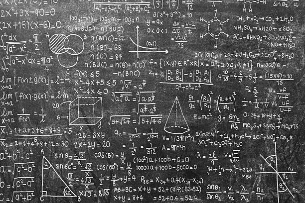 istock Wide blackboard inscribed with scientific formulas and calculations in physics, mathematics and electrical circuits. Science and education background. 2216300594
