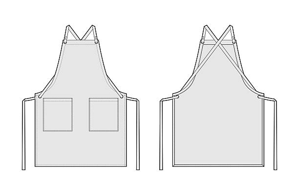 istock Aprons Cross-Back straps technical fashion illustration. Chef uniform for cooking Flat sketch outline apparel template 2216302930