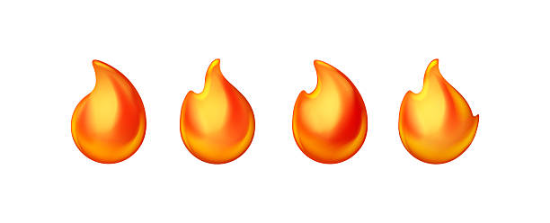 istock Cartoon fire icons. Orange symbols, flame emblems. Isolated bell fire, hot burn fire. Recent flammable, dangerous or ignition elements 2216309130