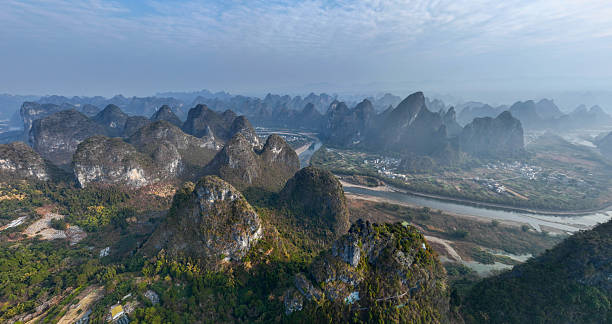 istock Panoramic View of Li River and Karst Mountains in Guilin 2216318569