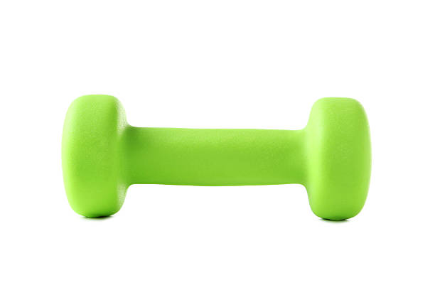 istock Green dumbbell isolated on white background 2216326213