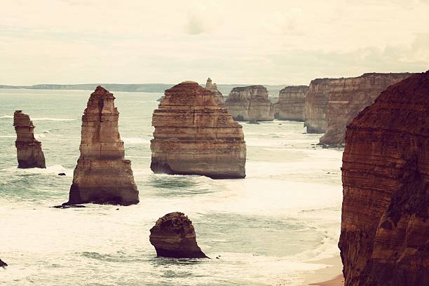 Photo of limestone rock formations in the sea, Victoria, Australia