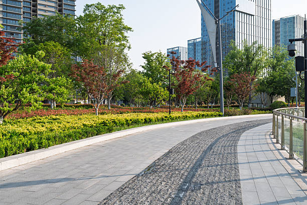 istock empty urban road with city skyline 2216370539
