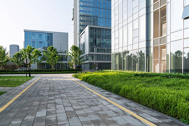 istock empty urban road with city skyline 2216370583