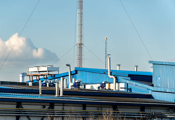 A close-up view of an industrial building