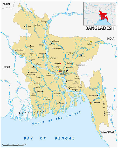 Map Of Bangladesh With Major Cities And Rivers Stock Map Of Bangladesh With Major Cities And Rivers 