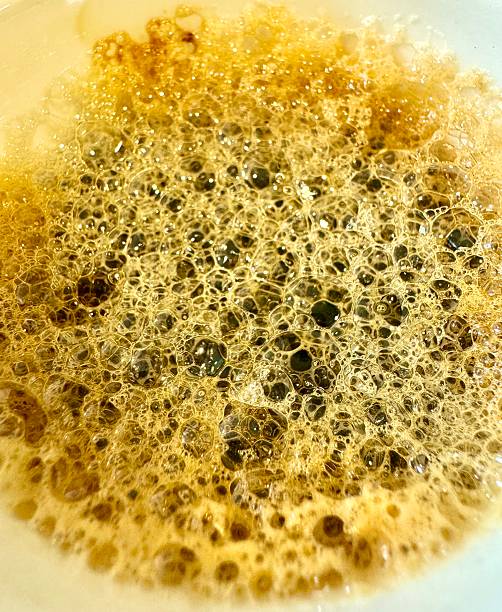 Delicious black coffee with foam