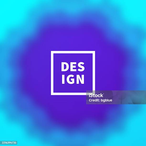 Blue Abstract Background With Blurred Circular Frame Stock Illustration - Download Image Now