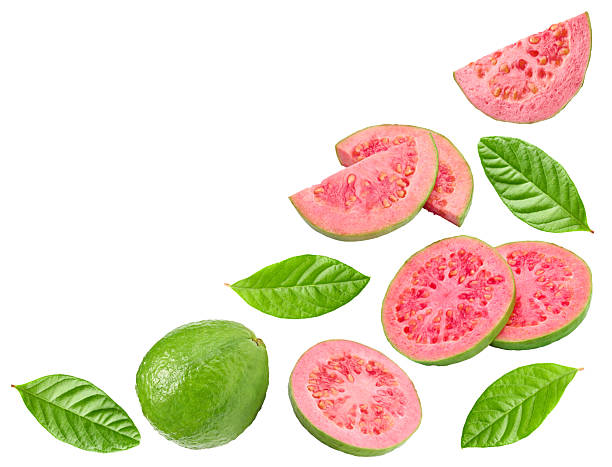 istock sliced guava isolated on white background. clipping path 2216395907