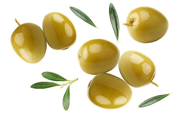 istock green olives isolated on white background. clipping path 2216396619
