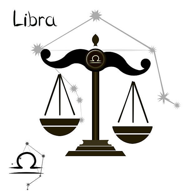 Libra Zodiac Set of zodiac Libra zodiac minimal style in black tone with golden ratio. pisces fish tattoo designs drawing stock illustrations