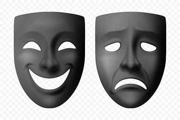 istock Vector 3d Theatre Masks Set. Realistic Comedy and Tragedy Theatre Masks in Black. Classic Theatre Masks for Drama, Stage Performance, Acting, Art, Festival, Carnival, Masquerade 2216397898