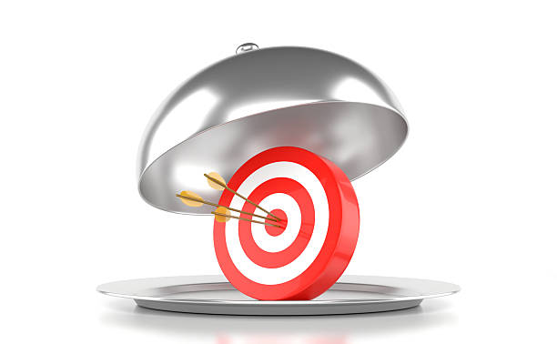 Restaurant Cloche And Target On White Background. Planning Concept.