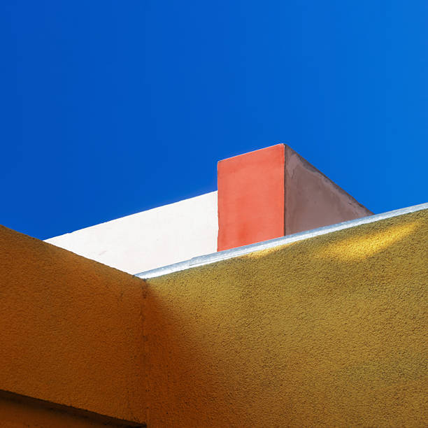abstract building close up on background blue sky
