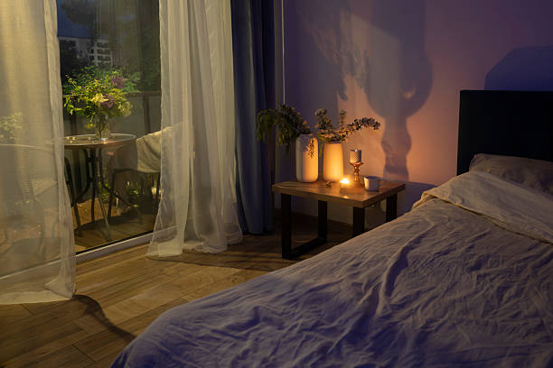 cozy beautiful  decorations in night bedroom