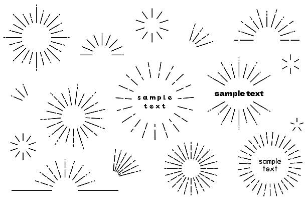 ilustrații de stoc cu sunburst, set simplu de ilustrații vectoriale cu design de soare - radiaţie