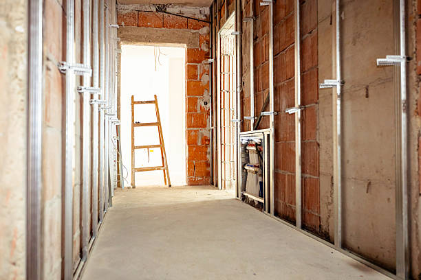 istock Hallway in residential building under construction 2216407300