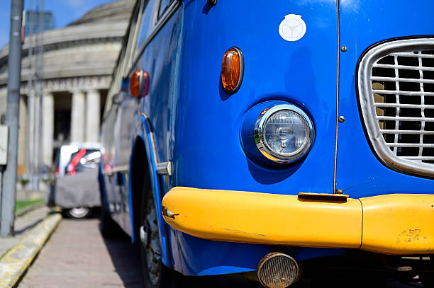 istock Yellow bumper on a blue car and the building 2216407336