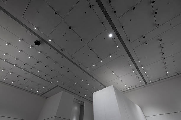 Ceiling design with spotlights in the exhibition hall