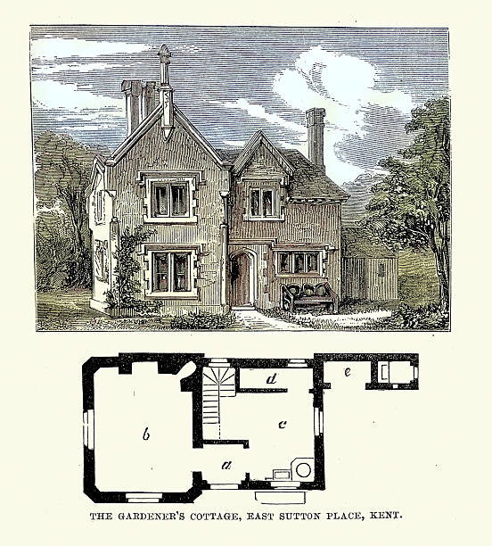 istock History Victorian English Architecture, Gardener's cottage, East Sutton Place, Kent, Victorian, 19th Century, Vintage illustration, 1860s 2216425687