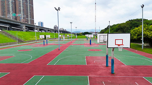 Drone Shot of Multiple Full-Sized Basketball Courts