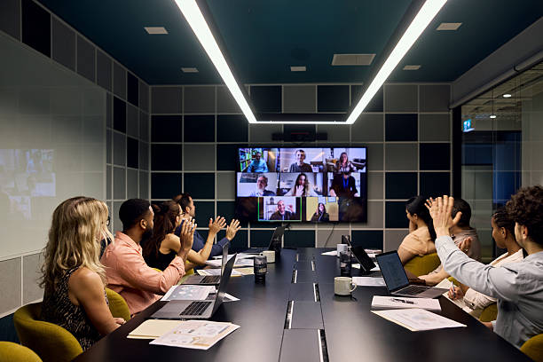 istock Business professionals attending video conference meeting 2216477405