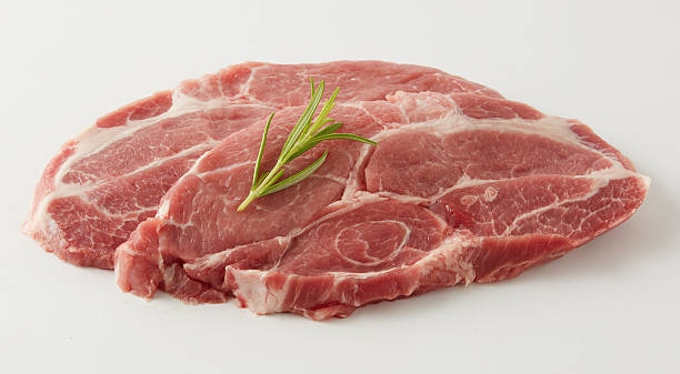 istock Red meat has fat marbling isolated nature background with clipping path 2216483833