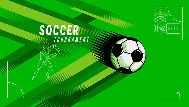 istock Dynamic vector illustration of a soccer player kicking a ball during a tournament 2216485977