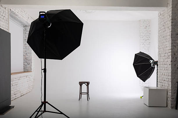 istock Clear white cyclorama. Light background with with professional lighting equipment. Plain wall empty photo studio. 2216487368