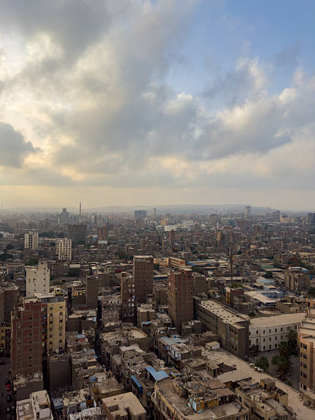 Panoramic view of Cairo from the river Nile in Egypt