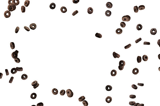 Breakfast concept - close up of delicious round oat cereals