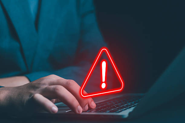 istock caution of spam in website digital Cyber attack on computer network, Virus, Spyware, Malware or Malicious software. Cyber security 2216505564