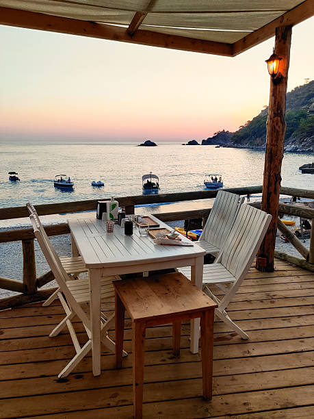 istock beautiful interior of a restaurant on the seashore 2216505745