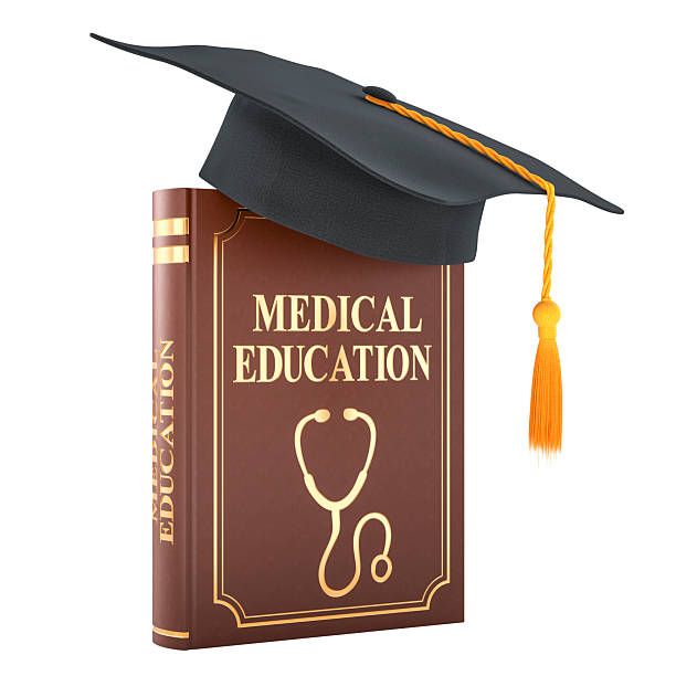 istock Medical Education Book with Graduation Cap, 3D rendering 2216507084
