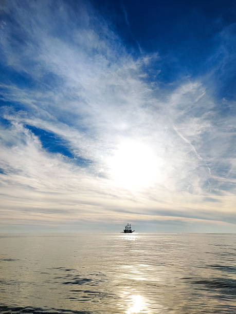 istock a beautiful ship is sailing in the blue sea 2216507178