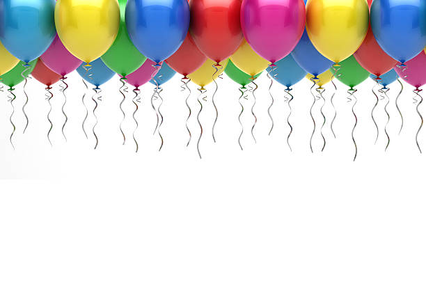 Set of colorful balloons isolated on white background. 3d render