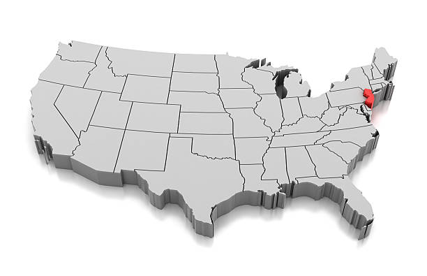 Map of New Jersey state, USA, isolated on white.