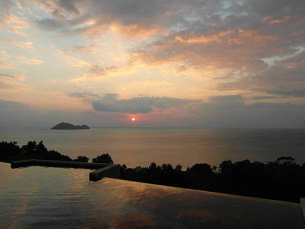 beautiful landscape on the sea coast at sunset