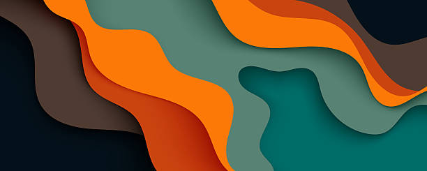 istock Abstract design features a layered paper-cut style with flowing shapes in warm, earthy tones of orange, yellow, brown background 2216522207
