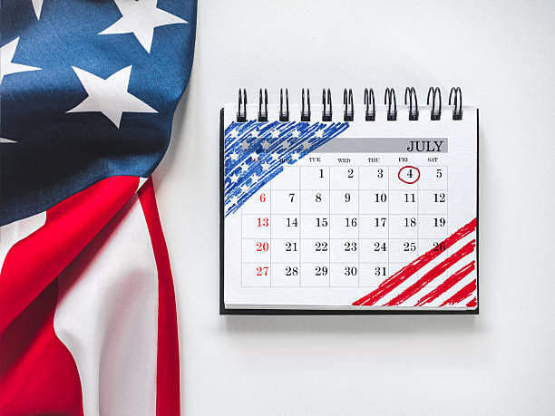 istock Happy Independence Day. American flag and calendar 2216525955