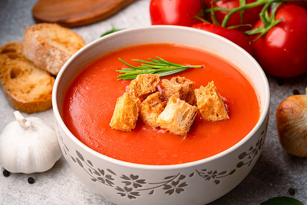 istock Homemade tomato soup on vintage table 2216526460