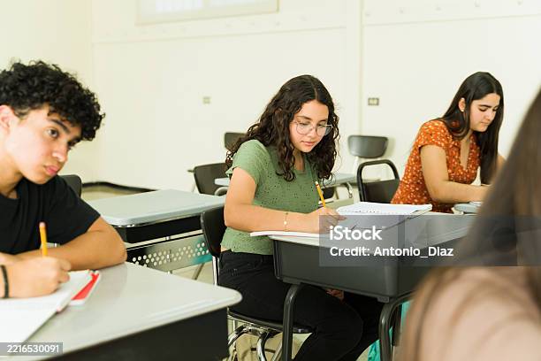 Note High Class High School Students Taking Notes During Class Lecture Stock Photo ...