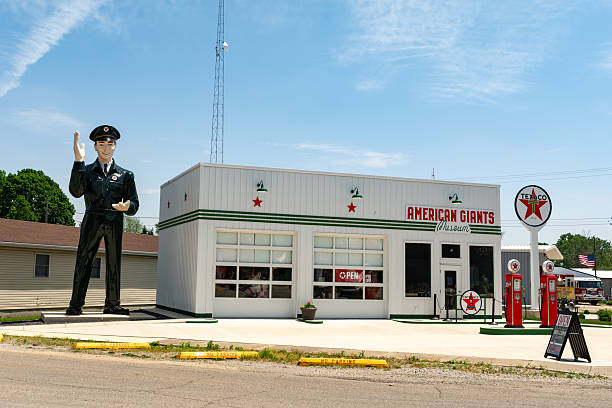 Atlanta, Illinois, United States - May 15th 2025: The Texaco Big Friend Giant standing at almost 24ft tall, at American Giants Museum on historic Route 66 in Atlanta, Illinois, USA.