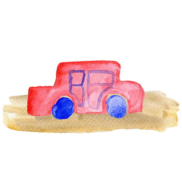 istock red car on the road composition watercolor illustration on a white background base for postcards clothes dishes textiles 2216547071