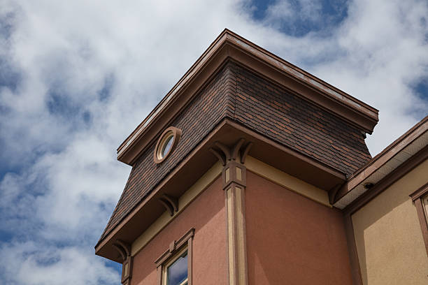 Vintage Building Corner with Tower and Round Window