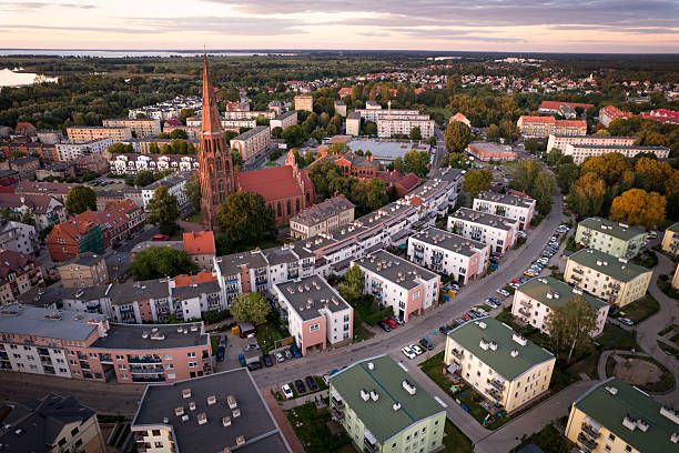istock Szczecin Dbie: Aerial View of Cityscape at Sunset 2216551027