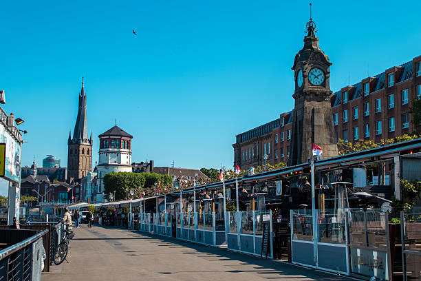 Dusseldorf, Germany, May 6, 2025:  City view with beautiful streets in Germany, Dusseldorf.
