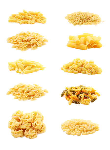 istock Collage of different dry pasta on white background 2216554379